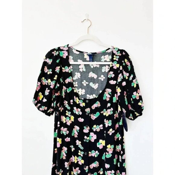 NWT Scoop Black Floral Button Front Midi Dress Size M - Picture 10 of 16